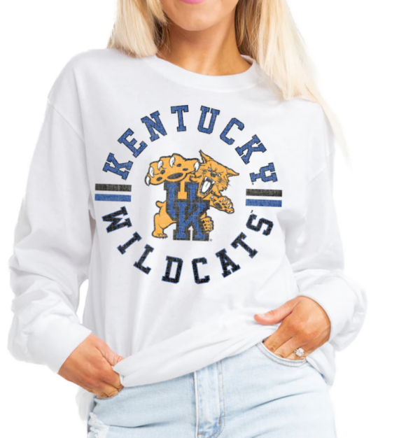 Women's Gameday Couture White Kentucky Wildcats Vintage Days Oversized Lightweight Long Sleeve T-Shirt